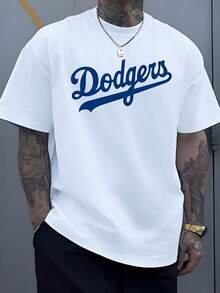 Dodgers Script Classic Lettering In A Bold Blue Hue T Shirt Representing A Beloved Baseball Team Spirit 100% Cotton And A Timeless Sporting Apparel Choice Perfect For Casual Wear - White - View 8