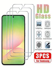 防震钢化玻璃屏幕保护膜 3 片装，兼容三星 Galaxy A56 5G [9H 硬度] 高清钢化玻璃屏幕保护膜，适用于 A17 A16 A55 A54 A34 A13 A14 A50S S24 FE 等机型，防刮花，易于安装，兼容手机壳，生日礼物，送给家人朋友的礼物，手机配件，防水防摔，防指纹，全覆盖，周年纪念派对礼物 - 無色 - 查看 12