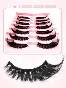 7 Pairs Natural Full Strip Fake Eyelashes, Thick & Fluffy Dramatic Lashes, Charming Eye Makeup, Suitable For Daily, Party And Travel Use - View 4