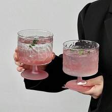 6 Stücke exquisite Tassen, Cocktailgläser, Vintage Gläser Kaltbrüh Tassen, Eiskaffee Tassen, Aperitifgläser, Saftgläser, einzigartige und schöne Tassen - Pink - Übersicht 7