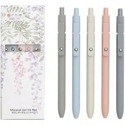 Gel Pens, 5 Pcs 0.5mm Black Ink Pens Fine Point Smooth Writing Pens, High-End Series Pens For Journaling Note Taking, Cute Office School Supplies Gifts For Women Men (Morandi)