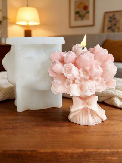 1pc 3D Tulip Flower Bouquet Silicone Candle Mold
