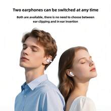 双佩戴式真无线耳机，夹耳式和入耳式设计，高保真深沉低音，迷你无线耳机，适用于游戏、音乐和通话 - 查看 6