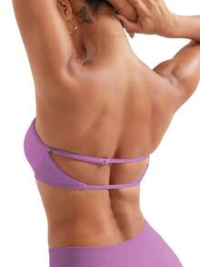 VOYJOY Impact Backless Bandeau Bra Workout Strapless Bandeau Basic Tank Top Adjustable - 玫瑰紫 - 查看 2