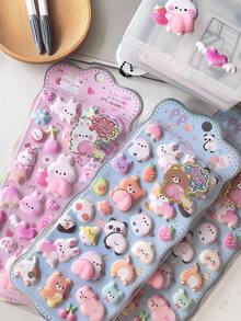 柔软蓬松的兔子和熊桃子贴纸，减压加厚泡沫3D贴纸，可用于手机壳、水瓶、手账、贴纸交换 - 彩色 - 查看 7