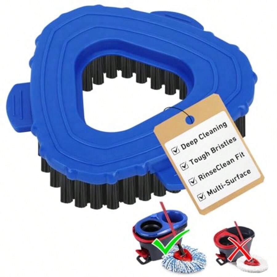 Spin Mop Scrub Brush Head Replacement For O Cedar RinseClean 2 Tank System 1 PC Blue Scrubber Mop Head For Bathroom Kitchen Tile Floor Cleaning With Durable Nylon Bristles - Màu xanh da trời - Xem 1