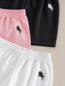 Ung flicka sommar casual svarta, rosa, vita shorts - Multifärgad - Visa 2