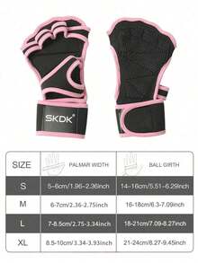 SKDK 1 Pair Ventilated Weight Lifting Workout Gloves For Men Women, Built-In Wrist Wraps And Non-Slip Palm Silicone Exercise Gym Gloves For Cross Training Powerlifting. - 粉色 - 查看 9