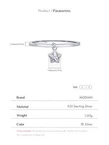 MODIAN 925 Sterling Silver Small Star Pendant Swing Zirconia Stackable Finger Rings For Women Anniversary Fine Jewelry - Silver - View 8