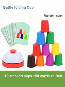 1 Set Color Sorting Battle Cup Stacking Board Game/Puzzle Competition Cup Stacking Toy, Parent-Child Interactive (Random Color) - Multicolor - View 3