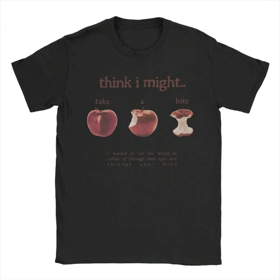 Vintage T Shirts Take A Bite T-Shirt Women's Fashion Short Sleeve Round Neck T-Shirt T-Shirt Casual Women's Clothing Simple Style Sweatshirt Graphic T Shirt - 黑色 - 查看 1
