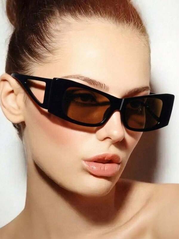 1 Pair Women's Casual Retro Street Hip-Hop Rectangle Cat Eye Fashion Glasses, Suitable For Holidays, Outfit Matching, Also Can Be Used As Festival Gifts