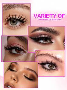 Waloshow 6片DIY假睫毛簇，10-16毫米，自然妆效，浓密纤长，超级柔软轻盈，可重复使用，单节假睫毛，睫毛嫁接套装，适合初学者，旅行、日常佩戴、婚礼、约会、派对、节日等场合，也是圣诞节/万圣节/送礼佳品。 - D - 查看 6