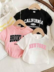 3件套幼儿字母印花短袖套装 - 彩色 - 查看 1