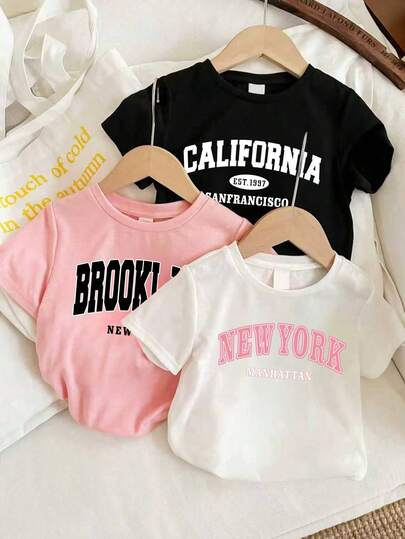 3件套幼儿字母印花短袖套装