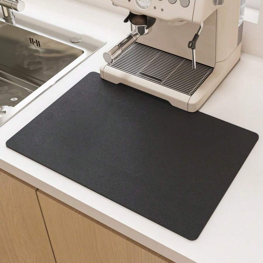 Soft Polyurethane Diatomaceous Earth Kitchen Mat - Absorbent And Non-Slip Mat For Sinks, Bowls, And Chopsticks - Black - View 1