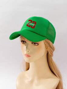 1顶时尚海绵帽，23号印花，成人卡车司机帽，棒球帽，钓鱼帽，趣味礼物帽，男女皆宜，春夏款 - 彩色 - 查看 2