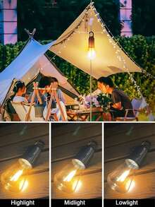 Lampu LED Filamen Tungsten, Lampu Kemah Retro, Lampu Suasana Kemah Isi Ulang USB, Lampu Tenda, Lampu Darurat Luar Ruangan - Satu ukuran - View 2