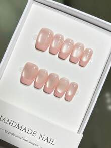 Handmade Pink Cat Eye French Design Nail Art Supplies - Baby Pink - View 1