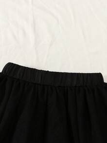 Girls Striped Vest & Mesh Skirt Set, Summer - Black - View 6