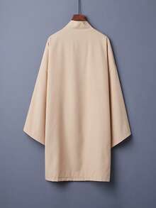 日港风纯色百搭中长款风衣开衫，灵感源自中国传统汉服，轻便休闲外套，春季角色扮演服装 - 杏色 - 查看 2