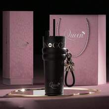 1pc Premium Insulated Beverage Cup, 316 Stainless Steel Tea/Coffee Tumbler, Outdoor & Car Use With Straw - Multicolor - View 8