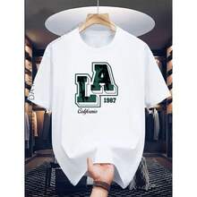 Camiseta Masculina Estampada L.A VD Camisa Estampada 100% algodão Malha 30.1 - Branco - Visão 2