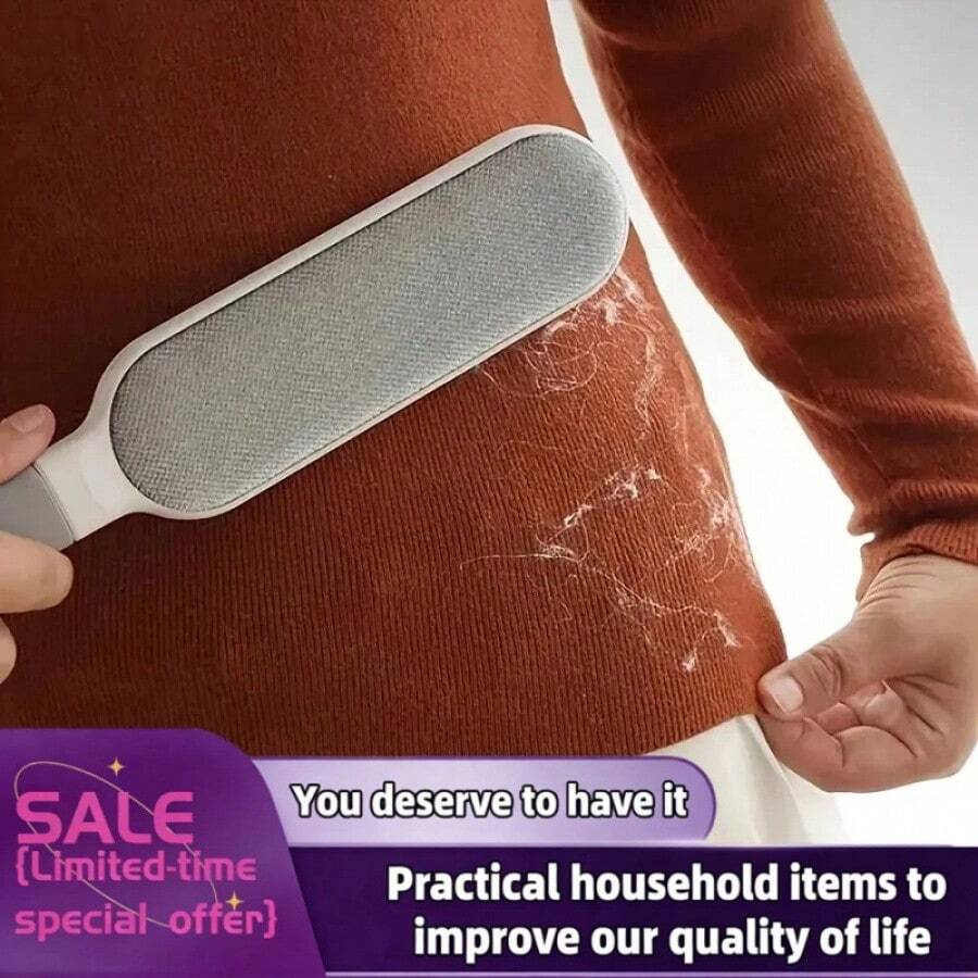 Double-Sided Pet Hair Remover, Manual Static Electricity Lint Brush, Suitable For Clothes, Sofa, Furniture, Carpets Cleaning, Reusable, Durable Polypropylene Material, No Power Needed - White - View 1