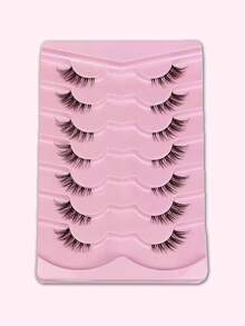 7 Pairs Of Half-Cut False Eyelashes, Transparent Band, Cat Eye Style, Short Soft 3D Mink-Like Lashes, Natural Makeup Look, Delicate Lashes, Lash Extension, Tapered Lashes - View 4