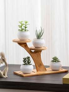 1pc Multi-Tier Succulent Plant Stand, Thickened Desktop Organizer Rack For Living Room, Office, Balcony, Green Plant Display Holder - Multicolor - View 4