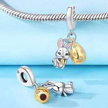 CYCUFF 1 件镀银复活节兔子彩蛋吊坠，适用于原创手链项链 DIY 首饰制作，是复活节饰品礼物的理想之选。 - 彩色 - 查看 9
