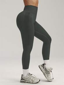 High Elastic Seamless Women's Sports Leggings, V-Waist Ruched Design, Yoga Pants Suitable For Indoor And Outdoor Wear, Butt Lifting And Waist Shaping, Casual Versatile Skinny Pants, Black - Dark Grey - View 5