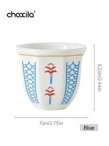 1个椰树图案陶瓷咖啡杯，浓缩咖啡杯，中东阿拉伯风格咖啡/茶杯，招待杯，沙特国庆节礼物，沙特咖啡杯，容量100毫升 - 适合家庭聚会、下午茶、露营、卧室和办公室使用 - 八角形咖啡杯 - 查看 13