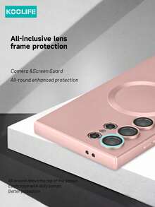 Koolife 1 件装全包覆式软 TPU 硅胶保护壳，防摔金属质感，超薄磨砂，支持磁吸无线充电，全镜头保护，一体式按键设计，兼容三星 Galaxy S22/S22plus/S22Ultra/S23/S23Ultra/S24/S24plus/S24Ultra/S25Ultra/S25plus/S25 - 玫瑰金 - 查看 9
