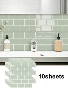 WoStick 4Sheeets/10Sheets 3D Glossy Subway Peel And Stick Tiles, Self-Adhesive Waterproof Wall Stickers For Kitchen Backsplash - Multicolor - View 16