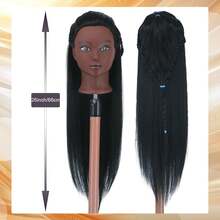 Cabeza de maniquí de práctica para trenzar de 26 pulgadas con cabello, cabeza de muñeco de entrenamiento para peluquería - Ver 9