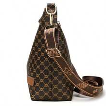 Women's Elegant Handbag, Large Capacity PU Wide Strap Brown, Beige Shoulder Bag, Versatile Daily Commute Tote, Multi-Function Shoulder Travel Bag - Multicolor - View 5