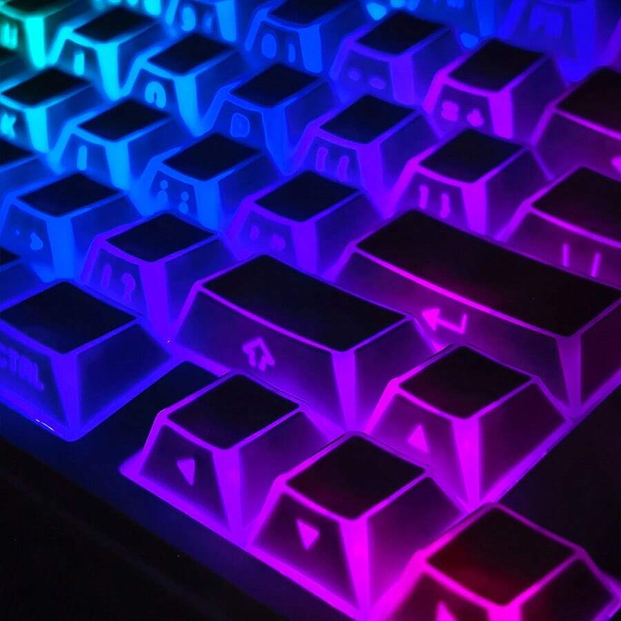 The Mechanical Keycap Set 134 Is Compatible With The 68/98/87 Universal Model, With Foldable Keycaps That Have Transparent Edges And Mechanical Keyboard Keycaps. - View 1