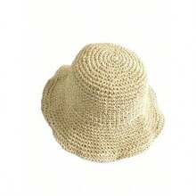 1pc Women Fashion Straw Hat, Outdoor Beach Sun Hat, Braided Fisherman Hat For Summer Beach Holiday Sun Protection, Foldable Large Brim Sun Hat, Gift & Daily Use - Màu be - Xem 12