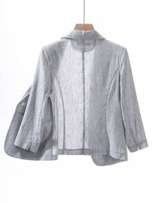2026 New Grey 3/4 Sleeve Blazer For Women, Thin Commuter Style Elegant Fitted Minimalist Jacket - Grey - View 2