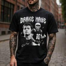 Drake Maye 90s Tee, Drake Maye Signature Vintage Shirt Football Fan Lovers, Drake Maye Graphic Shirt - Black - View 1