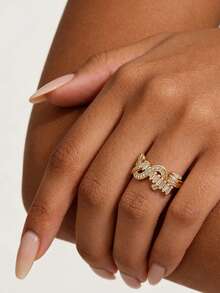 1pc V-Shaped Letter Open Ring, Fashionable Niche Design Sense, Elegant Luxury Feel Finger Ring, Suitable For Daily Wear Or Party - VS Ring - View 1
