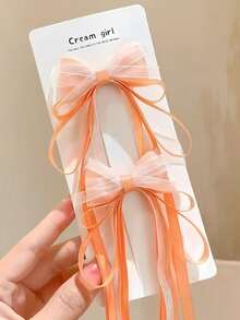 2 piezas Tocado de estilo Hanfu de hadas de primavera con lazo de cinta, pasadores de pelo para moños - Multicolor - Ver 14