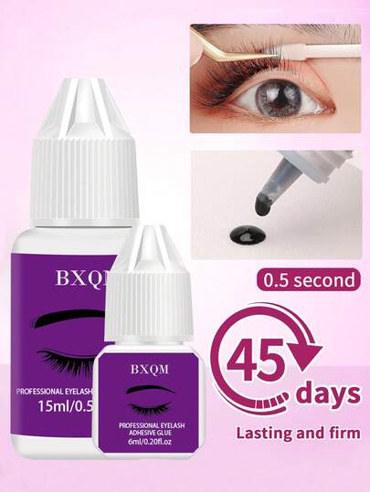 1pc 2pcs Professional Eyelash Extension Glue, 6ml/15ml, Strong Hold Drys In 0.5-1s With 6-7 Weeks Retention, Long-Lasting Hypoallergenic, For DIY Cluster Lashes, Home Use Lash Glue Cluster Eyelash Glue Black Sensitive Fast Drying Waterproof Lash Glue Individual Lash Glue Long Lasting DIY Lash Extension Glue Strong Hold Eyelash Glue For Lash Extensions Lash Glue,Eyelash Glue