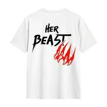 amiseta de Pareja Su Bestia Su Belleza, Conjuntos a Juego para Parejas, Regalos para el Día de San Valentín, Camisetas de Aniversario, Camiseta Romántica de Pareja en , Top Unisex - Negro - Ver 5
