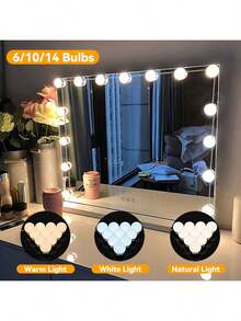 Đèn trang điểm gắn gương, điều chỉnh độ sáng, 3 màu, dùng nguồn USB 5V, thích hợp gắn trên gương. - 3 Màu sáng - Xem 2