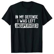 Men's Funny Shirt In My Defense I Was Left Unsupervised Humor Birthday Mans Tee Short Sleeve O-Neck Men's Tee Tshirt ClothingMinimalist Style  Sweatshirt Graphic Tees, Vintage Clothes, Streetwear, Going Out Tops, Summer Tops, Spring Outfits, Funny Shirts, Matching Couple Outfits, Matching Outfits Vacation, Figure Print Casual, Street Fashion, Versatile - màu đen - Xem 1