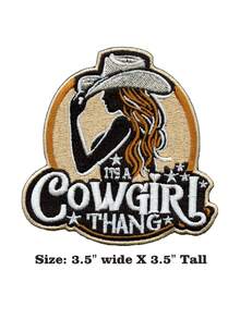 1PC Its A Cowgirl Thang Patch Western Country Aesthetic Embroidered Iron On - Multicolor - View 2