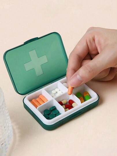 1pc Portable Moisture-Proof Pill Box, Unisex, Travel Essential, Cruise Essential, Dorm Essential, Daily Medication Box, Can Store Vitamins, Medicines And Supplements, Made Of PP Material, First Aid Kit, Suitable For Travel, Home, Camping, Outdoor Hiking, Hunting, Back To School And Other Occasions
