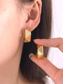 2-18pcs Geometric Style Earring Set, Suitable For Daily Wear, Parties, Travel, Casual Occasions - Gold - View 5